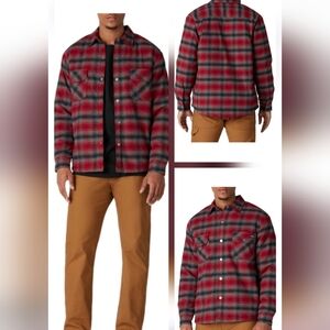 Dickies Red, Gray, and Black Plaid Flannel Sherpa Lined Shacket Sz 3X